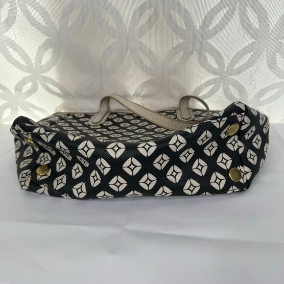 Fossil Sydney Geometric Diamond Coated Canvas Tote Bag Black/Ivory Purse Shopper - Picture 12 of 12